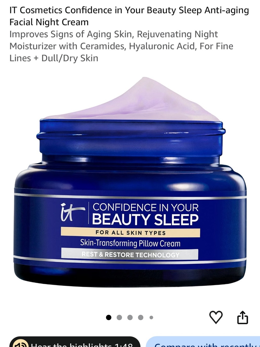 IT Cosmetics Confidence In Your Beauty Sleep Night Cream - Blue